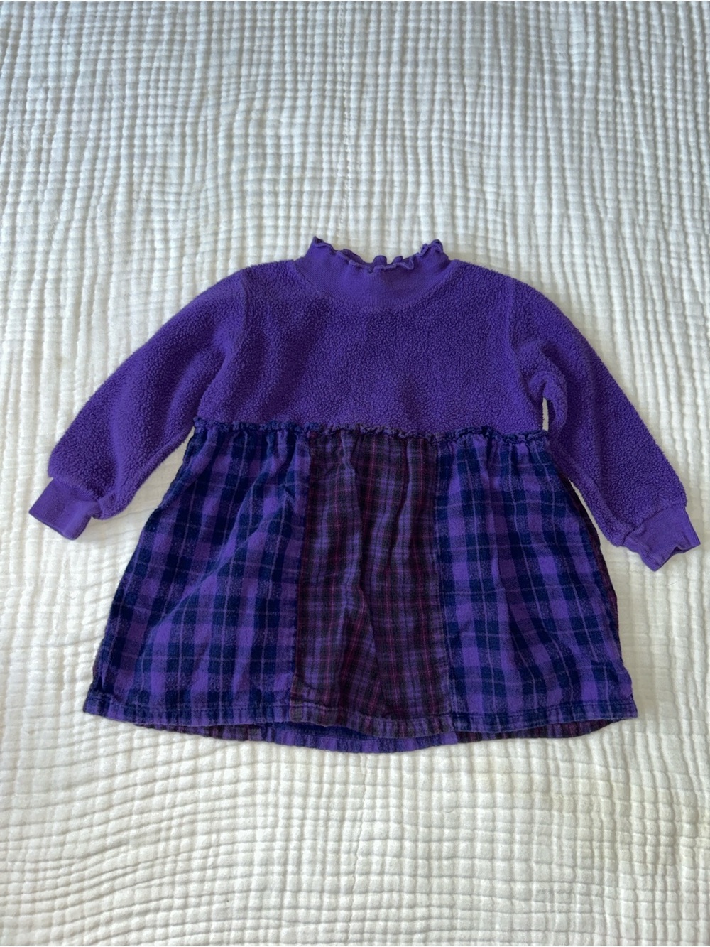Vintage So Fun INC. Purple Plaid Fleece-Top Dress